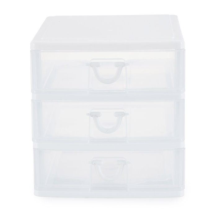 Gracious Living Clear Mini 3 Drawer Desk Organizer With White Finish, 2